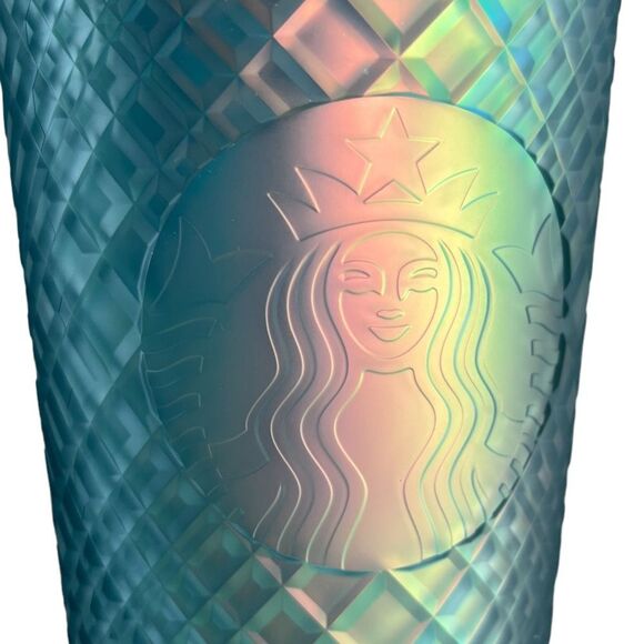 NWT Starbucks Jeweled Soft Touch GREEN IRIDESCENT Tumbler Venti Cold Cup Shimmer - Picture 3 of 4